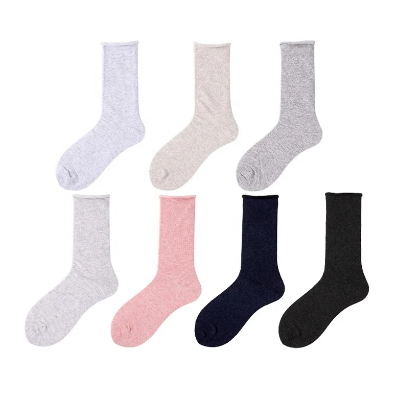 

wholesale Crimped middle tube socks autumn and winter new Korean fashion men's and women's socks pure color cotton socks, 7 colors