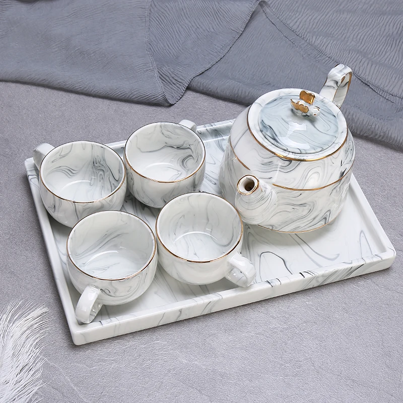 

Hot Sell Porcelain Ceramic Coffee Cup And Saucer Customizable Porcelain Coffee Tea Set China Tea Pot Set, Picture color