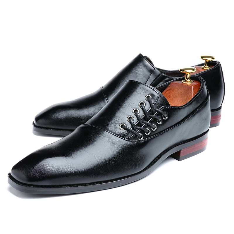 

2021 Christmas Gift New High-Quality Casual Leather Shoes Men'S Fashion Set Feet Black Red Men'S Business Dress Shoes