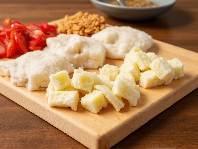 Assortment of flavored homemade rice cakes on wooden board