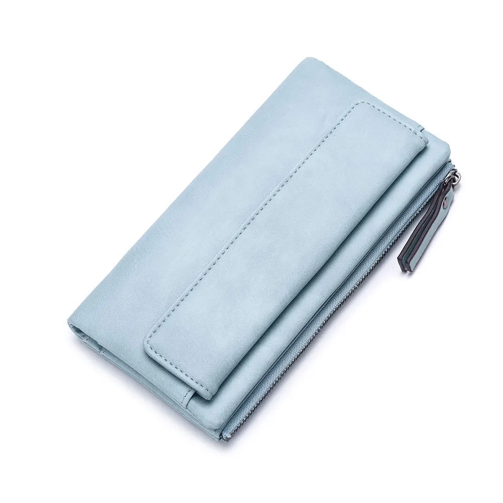 

High quality zipper cellphone high-capacity long pu leather purse ladies, 4 colors