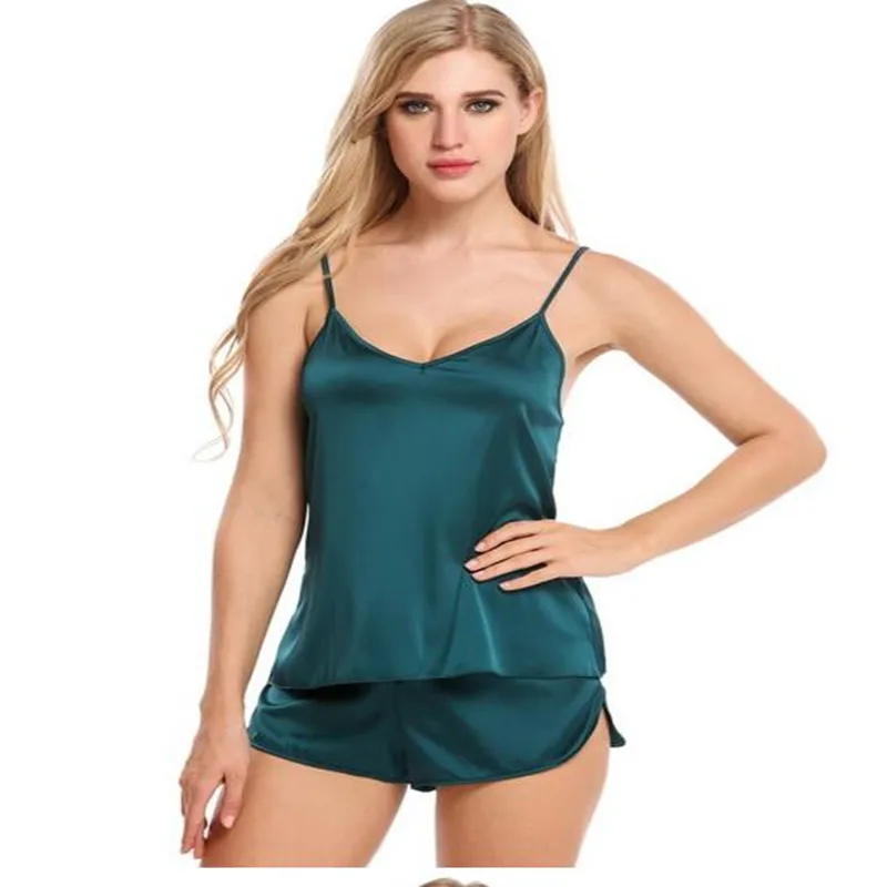 

Ekouaer Sleepwear Womens Sexy Lingerie Satin Pajamas Cami Shorts Set Nightwear