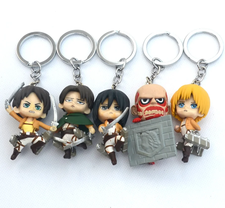 

Anime Keychain Attack on Titan Men Car Key Chain Women Bag Pendant Accessories PVC Figure doll christmas Gifts, Colorful