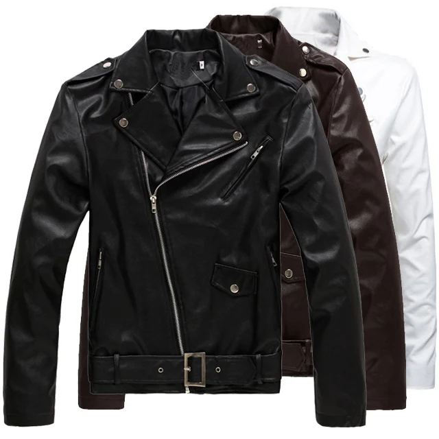 

2020 Hot Sale Fashion Men Motorcycle Stylish PU Leather Jackets with zipper and pocket, Black