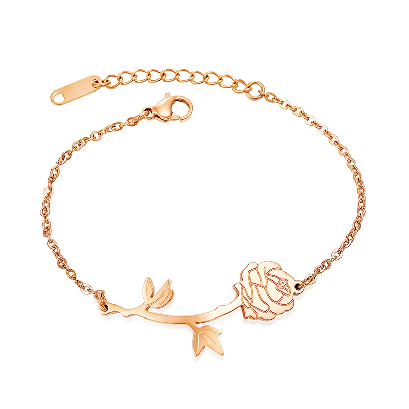 

NAPOLN Trade Insurance 316L Stainless Steel Luxury Brand Flower Bracelet, Rose gold