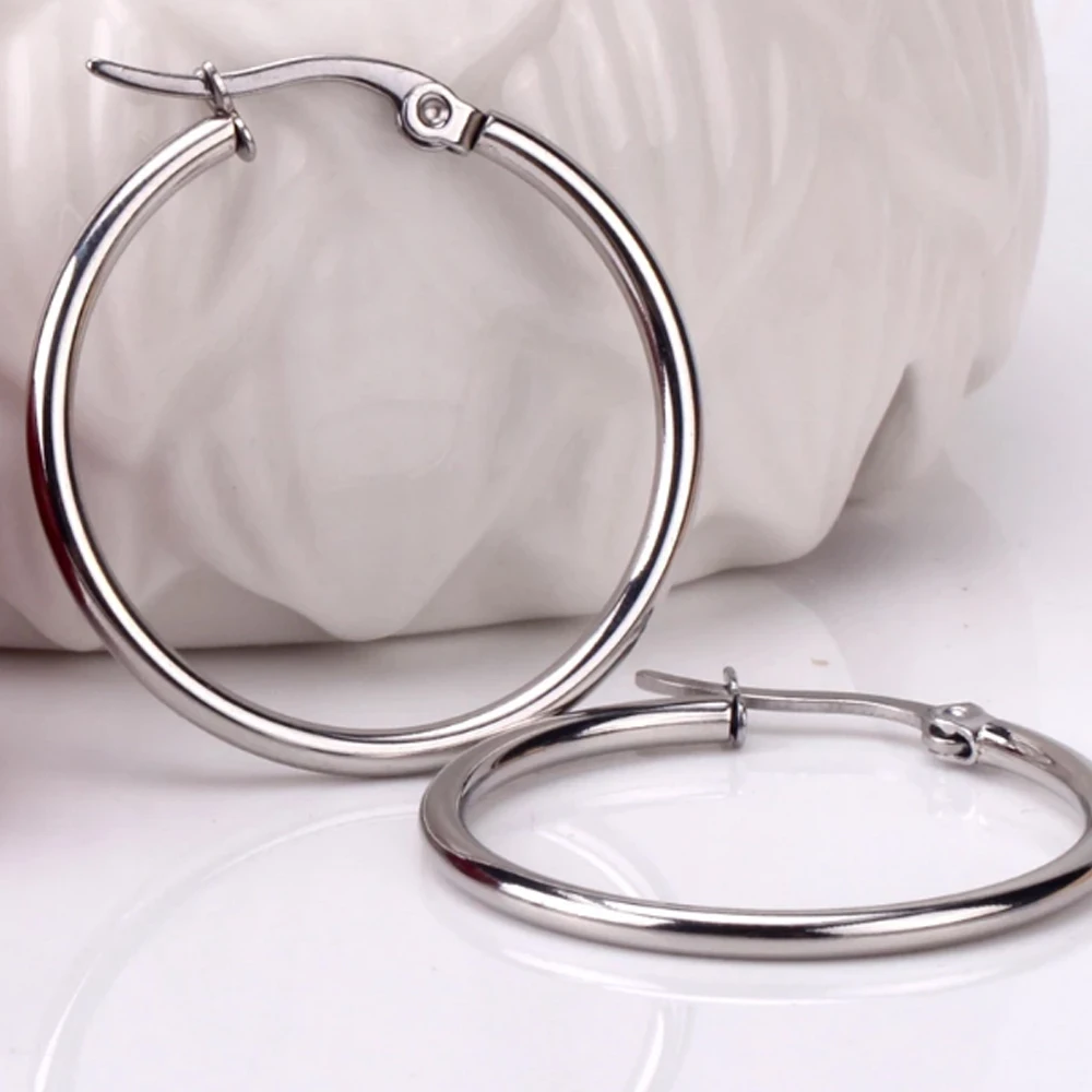 

316l stainless steel jewelry chunky big hoop earrings gold plated double hoop earring large hoop earrings