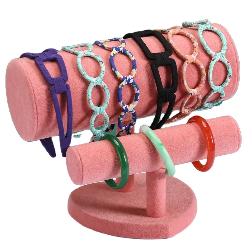 

Bracelet Storage Holder Colorful Flannel Jewelry Display Holder Stand, Black/gray