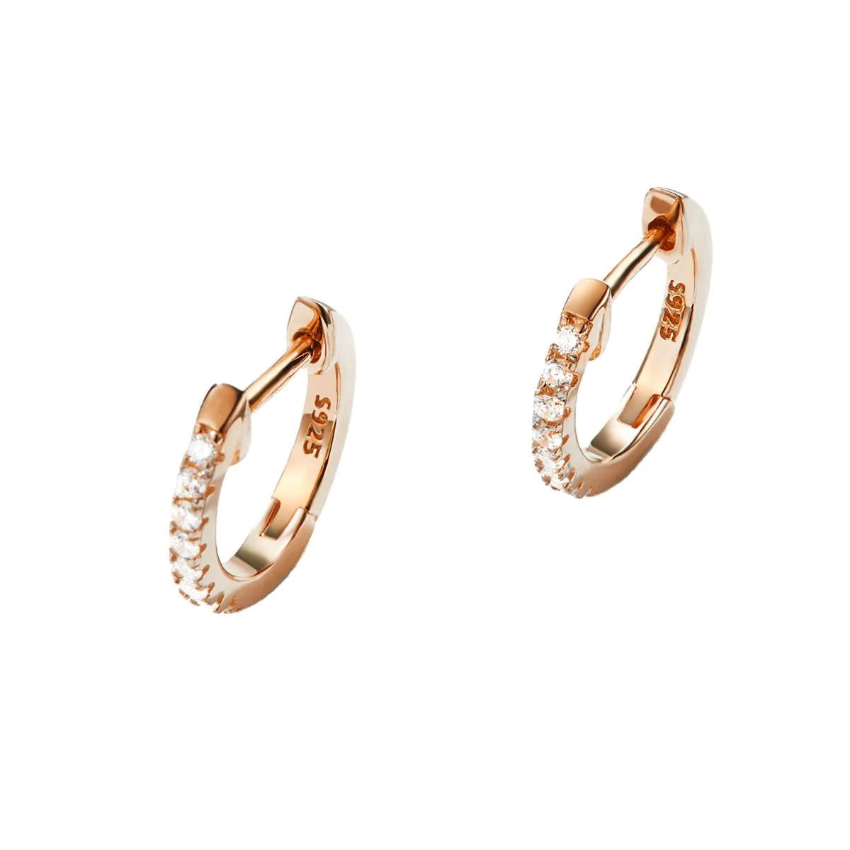 

Rose Gold Plated Jewelry 925 Sterling Silver Circle Hoop Earrings with Zirconia