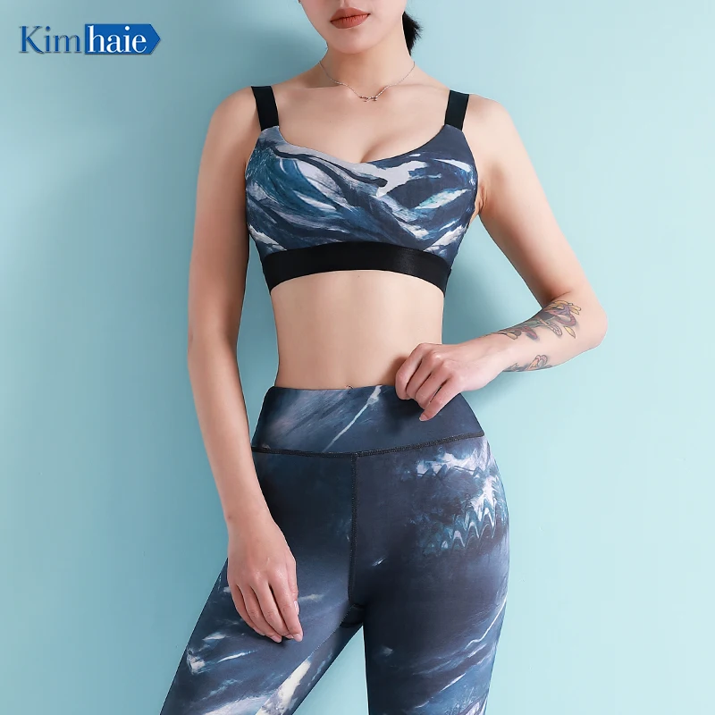 

2021 New Seamless Yoga Set Yoga Bra and Leggings Gym Clothing For Women Workout tie-dye Sports Set