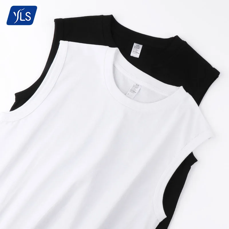 YLS Wholesale in Stock Men's Summer Athletic Breathable 100% Cotton Gym Blank Knit Running Tank Top