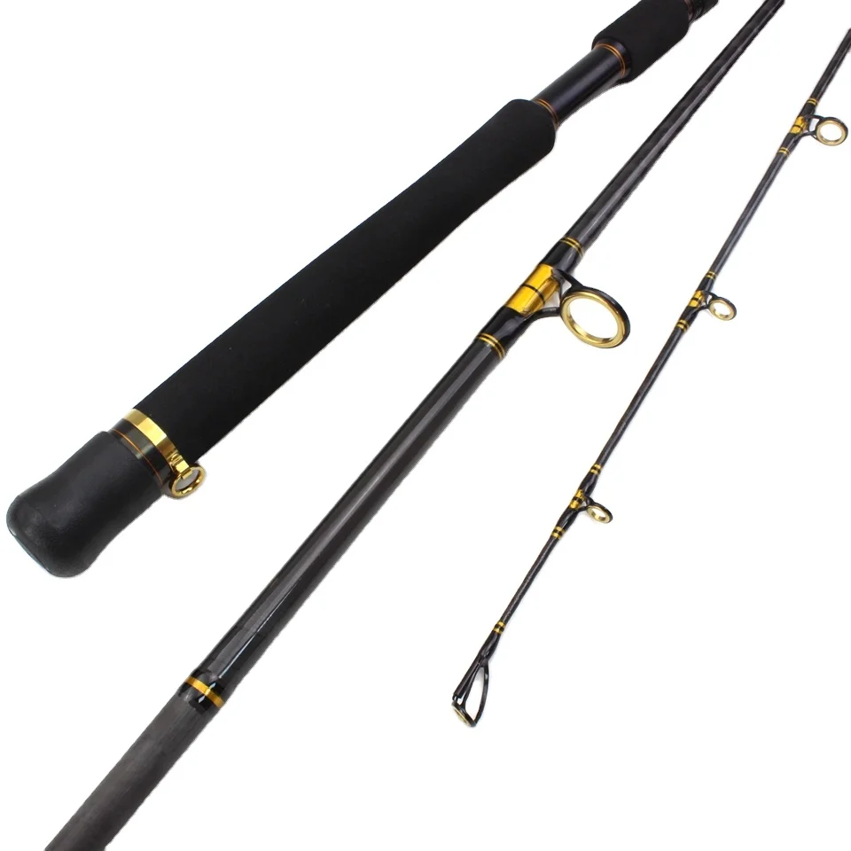 JETSHARK Surf Casting Rod  3 Section carbon fishing rod Lure Weight 70-250g line weigh 30-50LB XH power Spinning Rod, Black