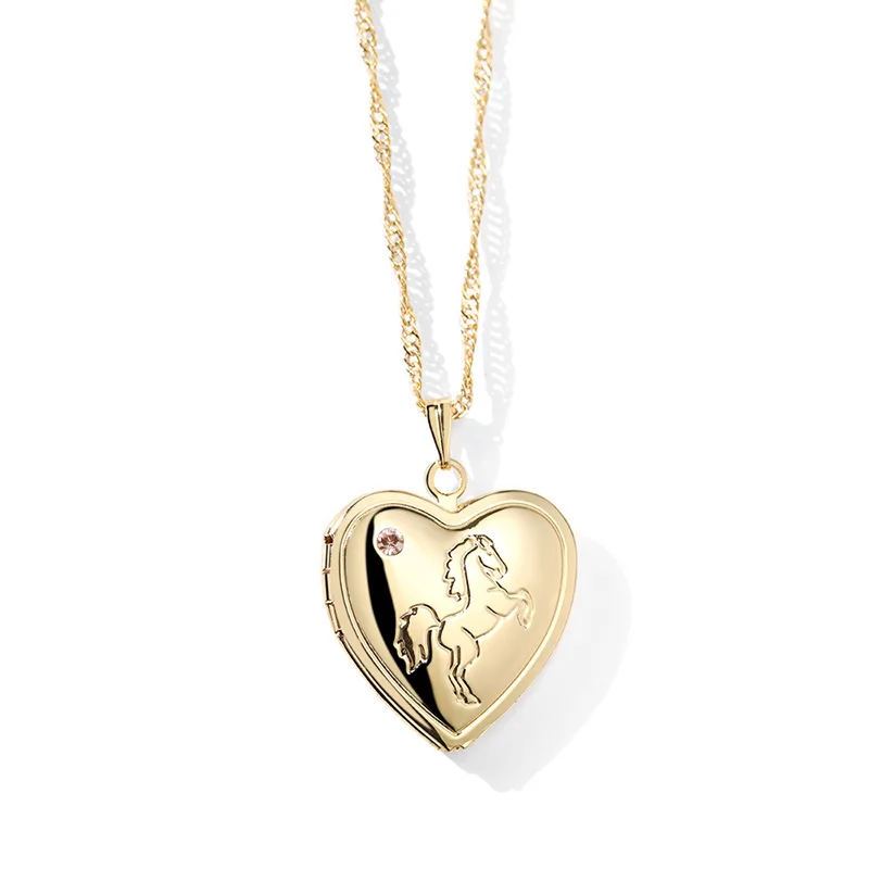 

Jewelry Couple Valentine's Day Gift Romantic Heart Shaped Friend Photo Picture Locket Pendant for Necklace, Gold, silver