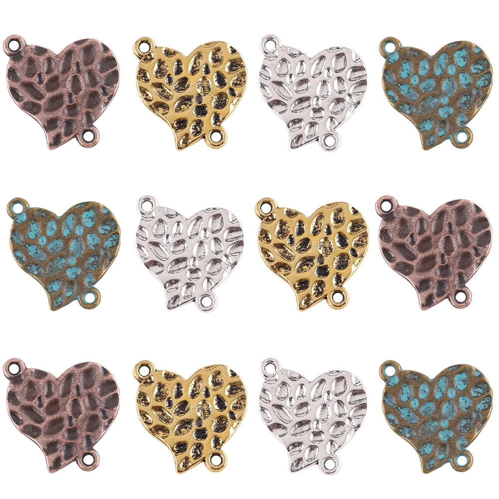 

Zinc Alloy Metal Beads For Jewelry Making Bulk 22MM Pitted Love Heart Hoop Earring Pendant Beads For Bracelets Charms DIY Crafts