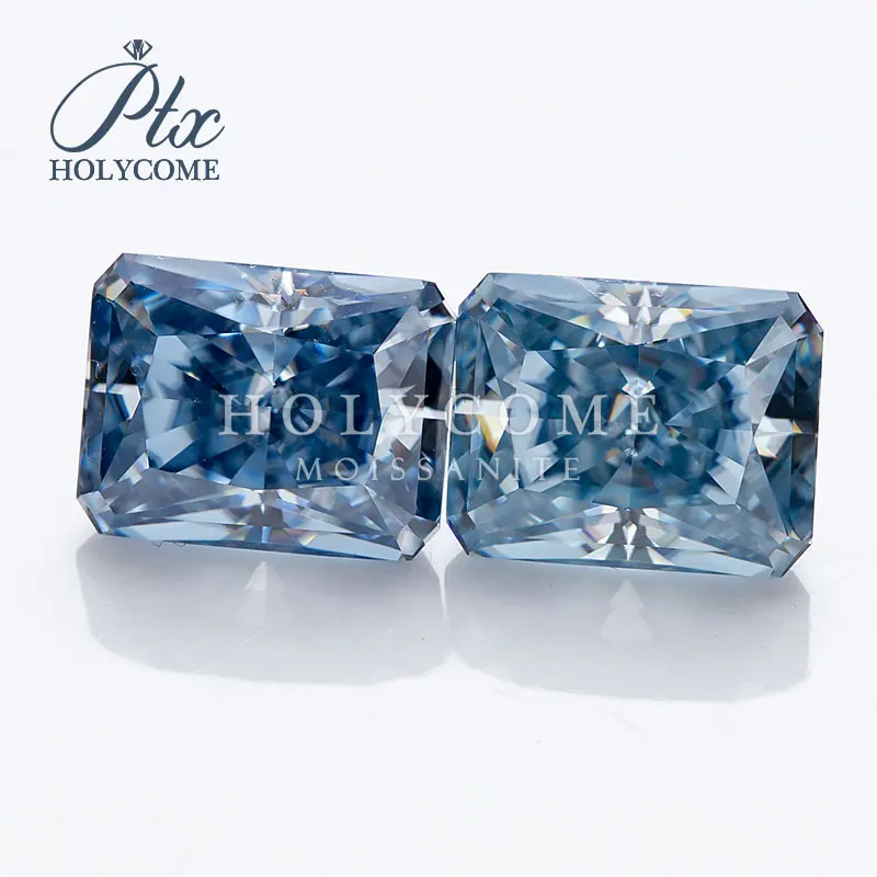 

Holycome GRA Crushed ice VVS1 Vivid Blue Bare Moissanite Radiant Blue Diamond