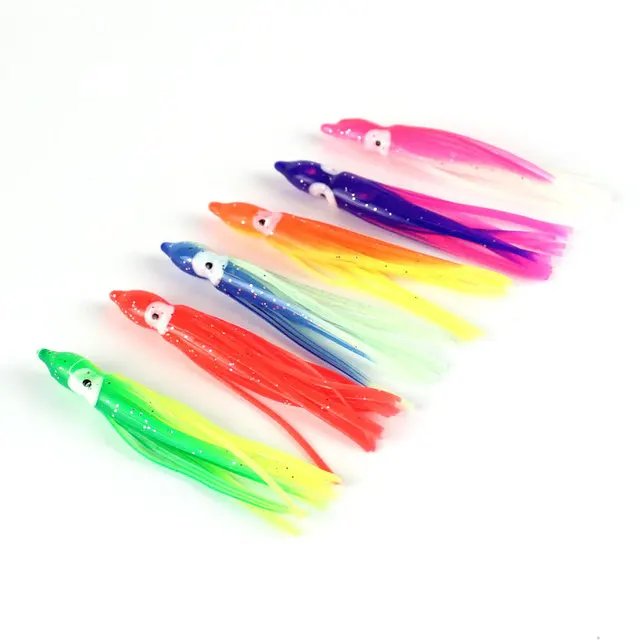 

Saltwater Lures Colorful 5cm 7.5cm 9cm 10cm 12cm Silicone Jig Skirt Octopus Squid Skirt Lures, 7 colors