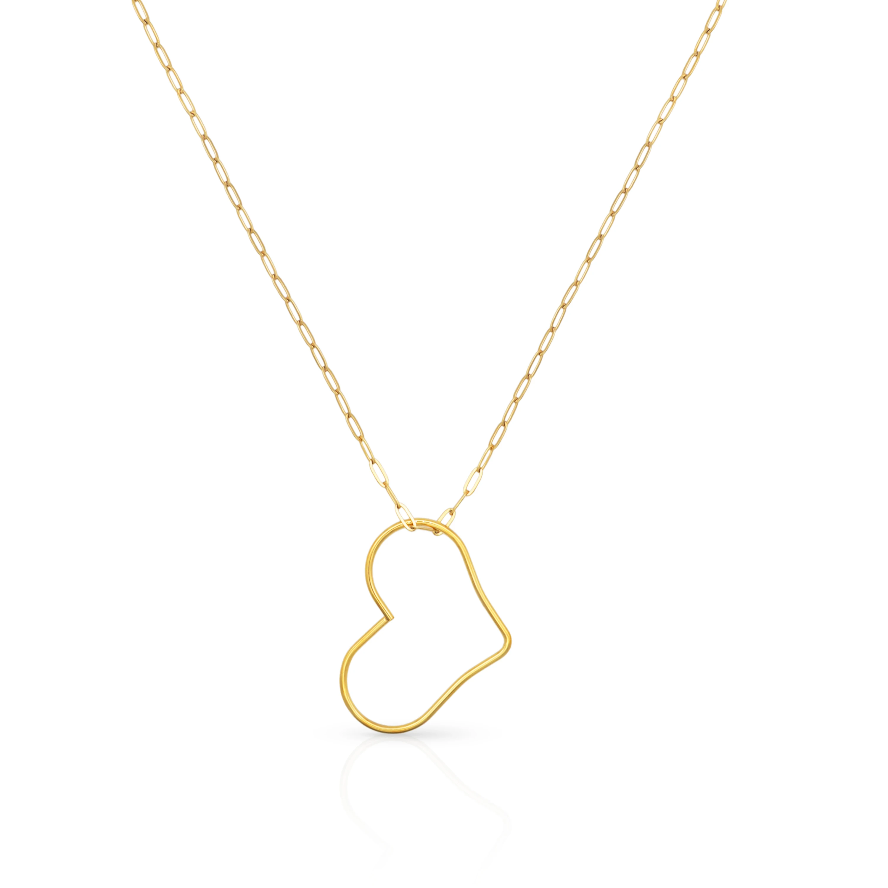 

Chris April fashion jewelry 316L Stainless Steel PVD gold plated hollow heart heart shape pendant necklace with link chain