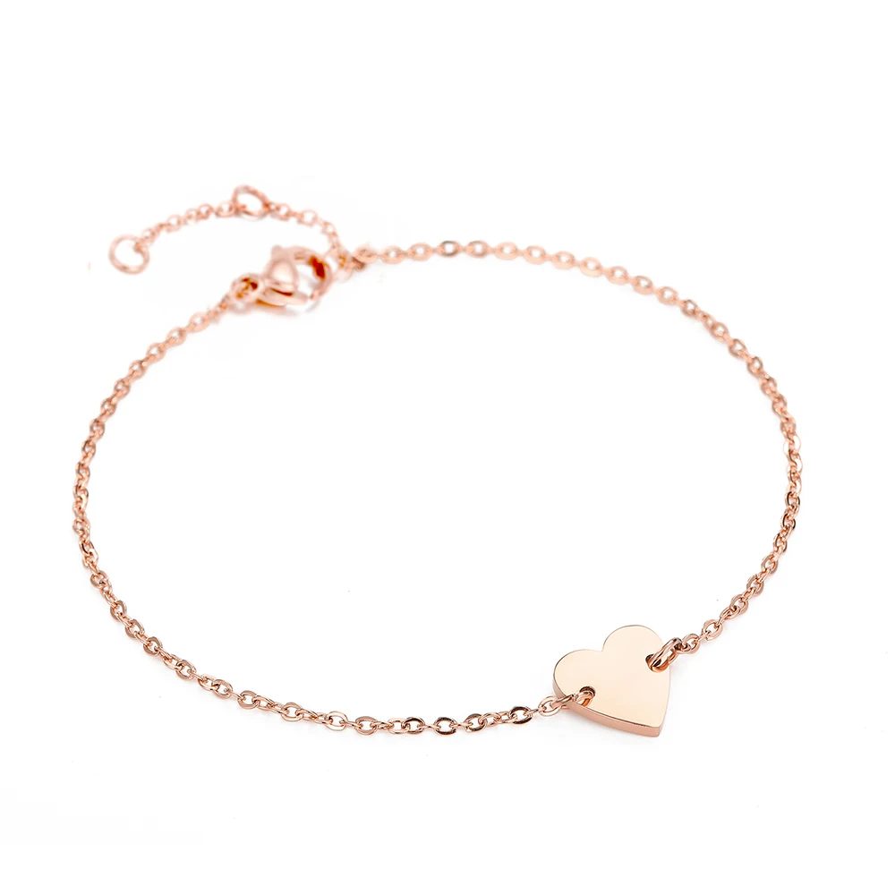 

JUJIE Lucky Charm Heart Shaped Silver Bracelet&Bangles Rose Gold Jewelry For Girl Women, Silver/gold/rose gold