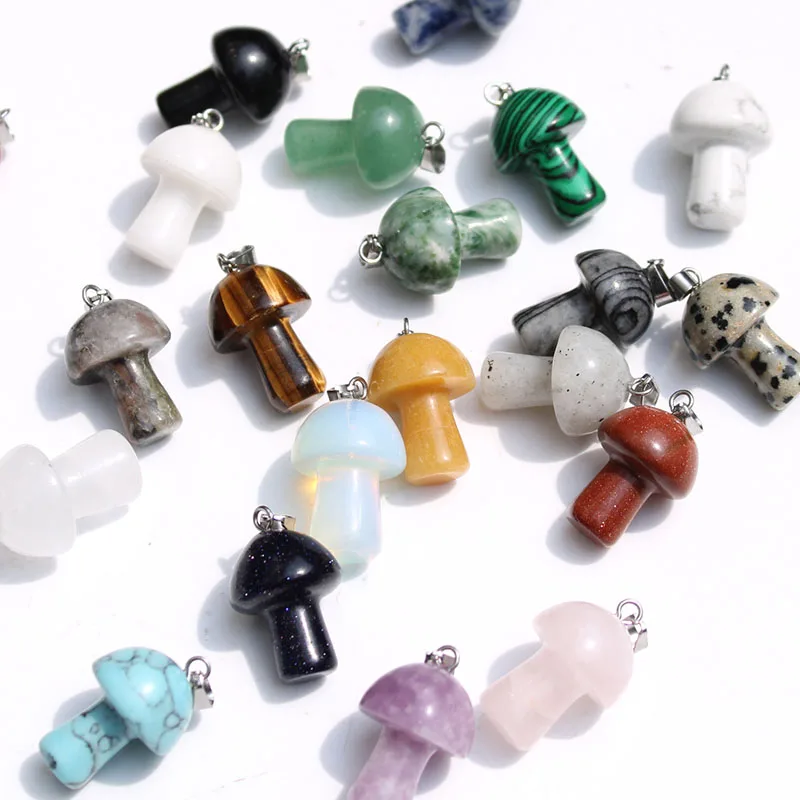 

Wholesale Natural Crystal Crafts Mini Mushroom Pendant