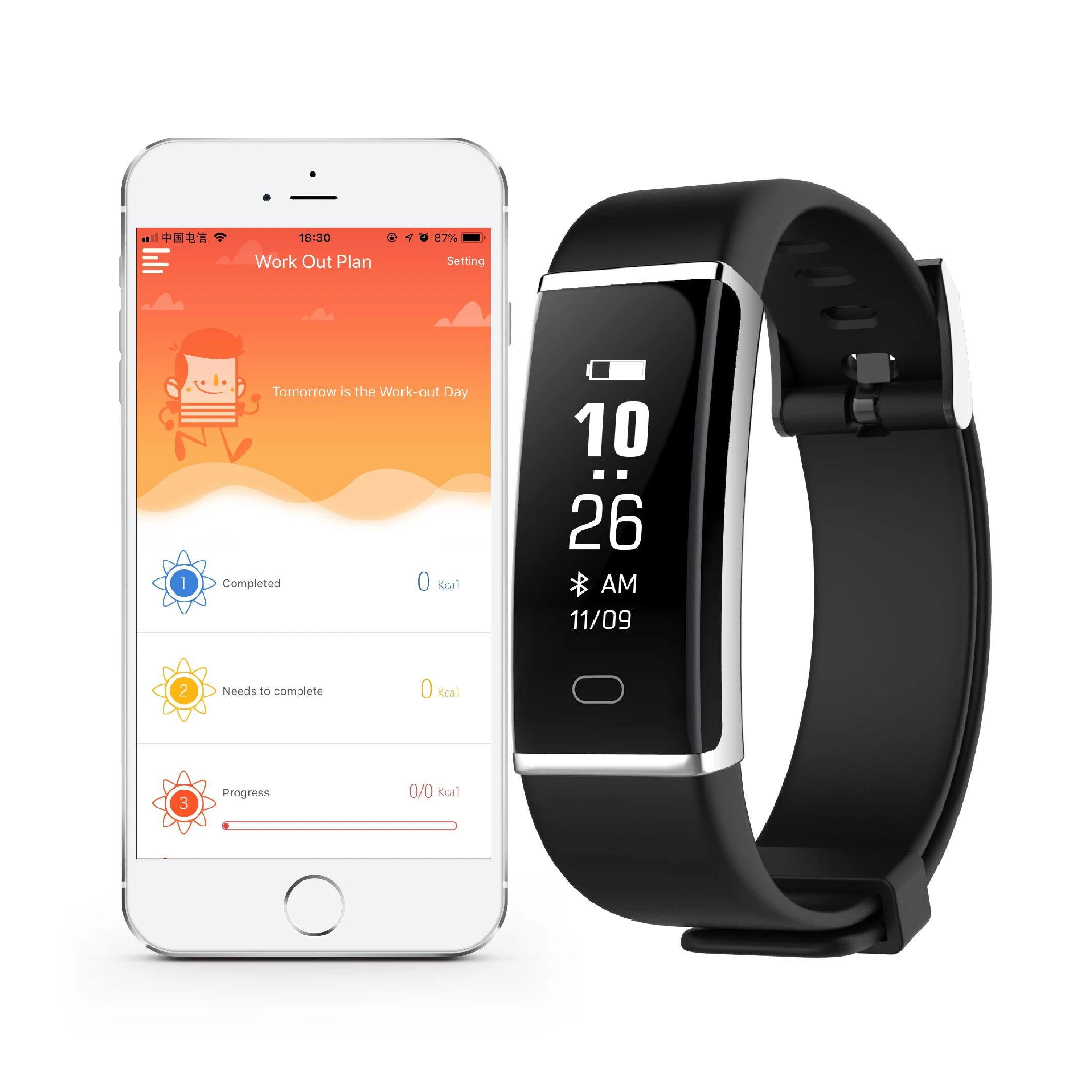 

J-Style Fitness Tracking Bracelet 1822 Smart Band with Heart Rate Monitor watch band smart watch, Black, blue, customized color
