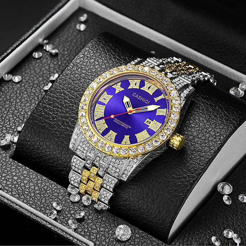 

Hot Dropshipping Diamond Light Luxury Fashion Handsome Luminous Unique Custom Logo OEM Design For Mens Wristwatch Quartz Watches