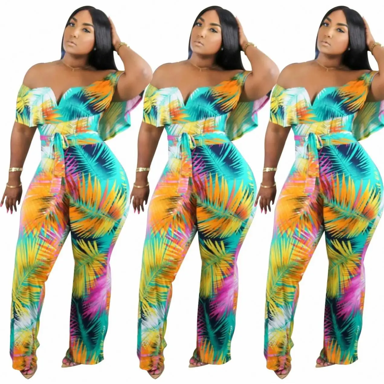 

2020 Women Fashion Clothes Floral Print Rompers One Piece Jumpsuits