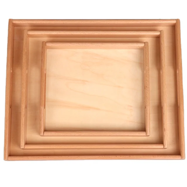 

Daily life tidy tray Kindergarten early education enlightenment teaching operation wooden storage tray, Wood colour