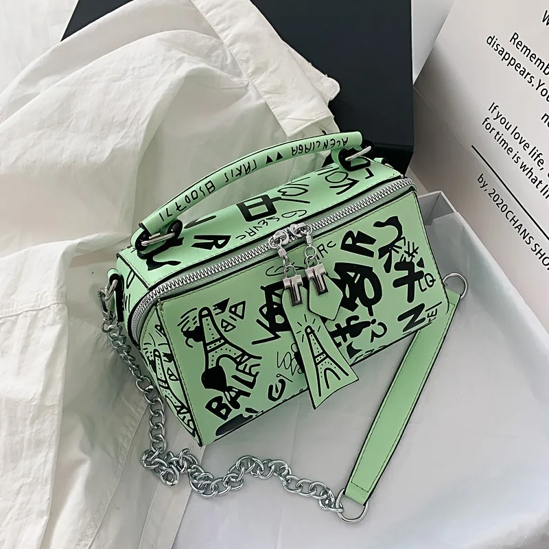 

Square Crossbody Hand Bags Leather Trending Hand Bag 2021 Ladies Handbag Manufacturer Graffiti Handbag Purses Designer Handbags, 5 colors