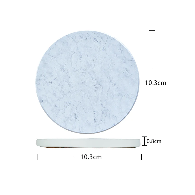 

Free Sample Custom Marble Pattern Absorbent White Round Ceramic Stone Coasters