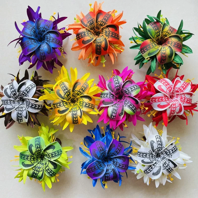 

Hawaiian heaven bird Foam flower hair clip Artificial Island eva tiara frangipani plumerial hibiscus spider lily Haku headband, 10 colors available