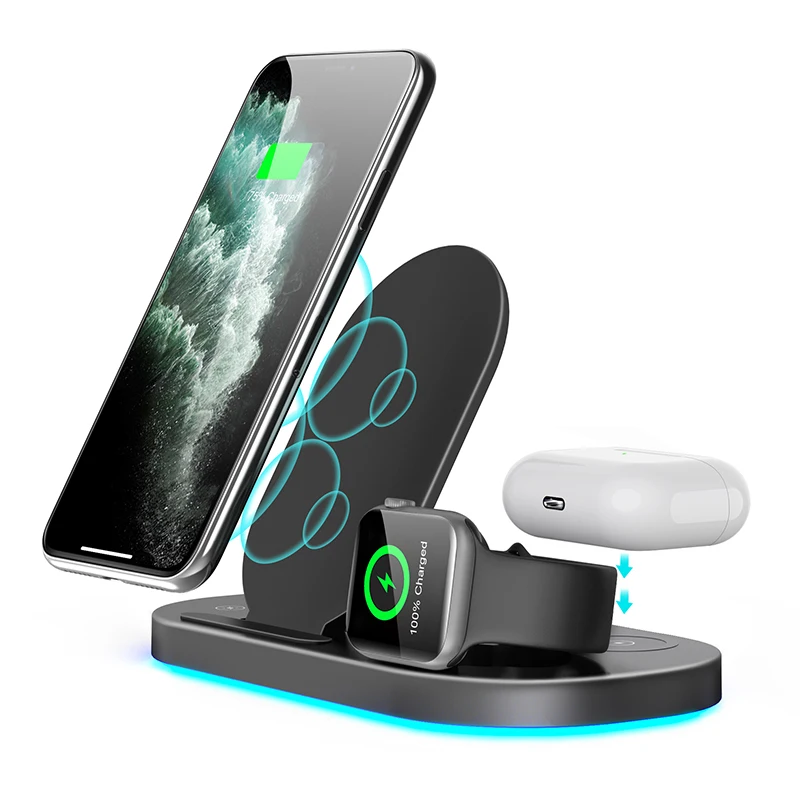 

Best Seller 3in1 Wireless Charging Station Desk Stand Earbuds Cellphone Wireless Cellular Charger
