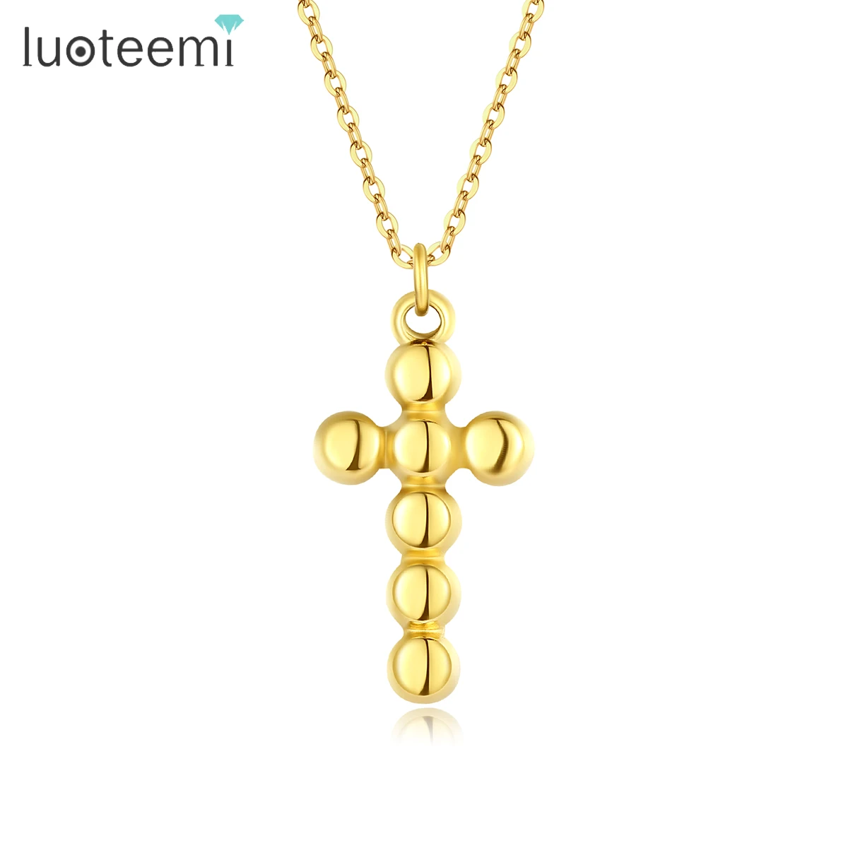 

SP-LAM Stainless Steel Chain Woman Jewelry Gold Plated Fashion Jewellery Metal Cross Pendant Necklace