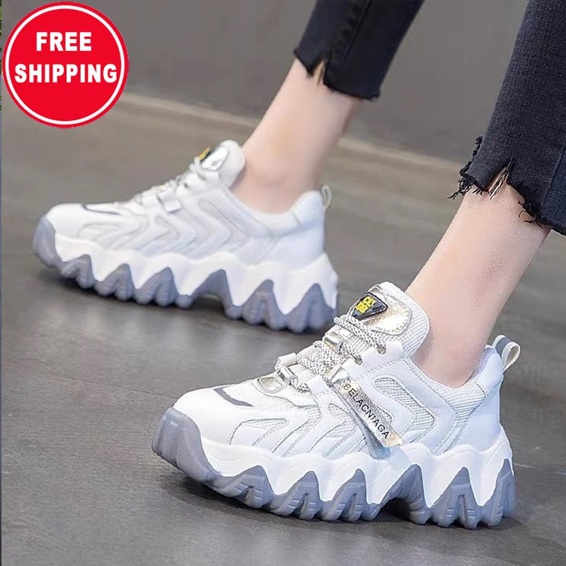 

Wholesale Breathable Sport Shoes Round Head Casual Wavy Platform Woman Sneakers Women Shoes New Arrivals, Pink/whitw/black