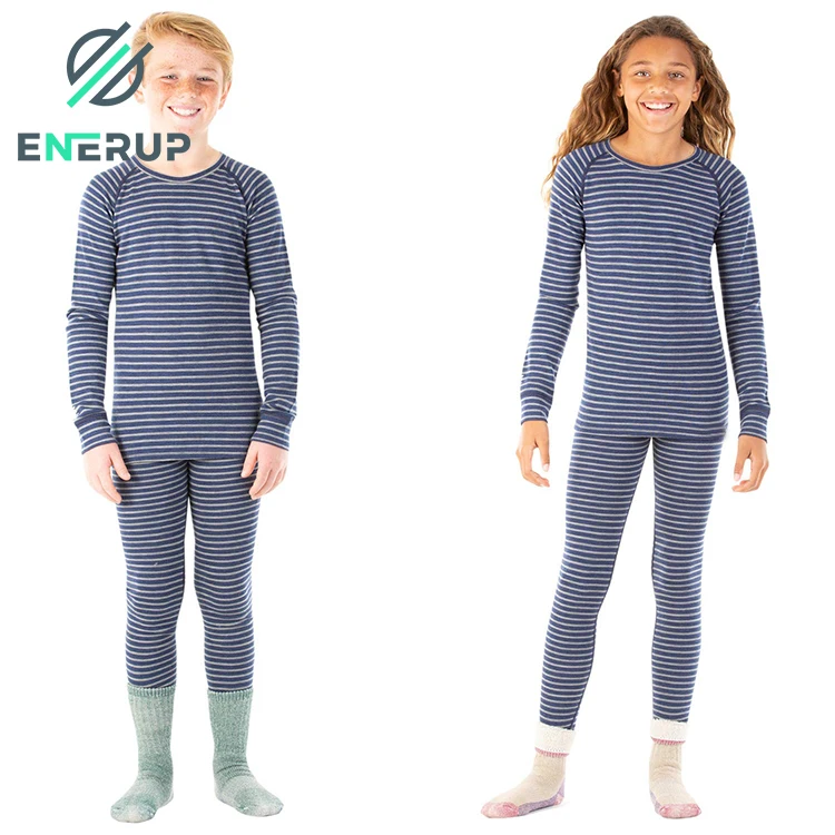 
Enerup Kids Clothes Wear Merino Wool Base Layer Thermal Underwear Long Johns Set For Winter 