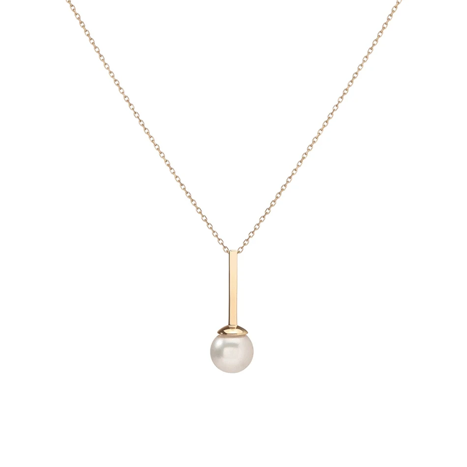 

925 sterling silver pearl pendant necklace for women simple 18K gold plated Proud Simple Pearl Pendant Necklace