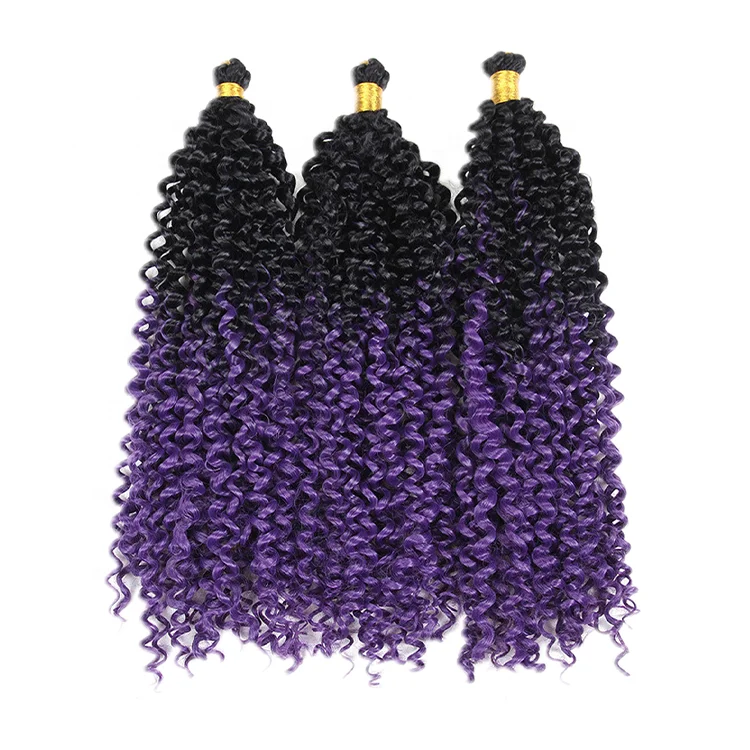 

High Quality Synthetic Braiding Hair Purple Color Curly 14 Inches Passion Twist Bulk Lulutress Freetress Water Wave Crochet Hair, All color