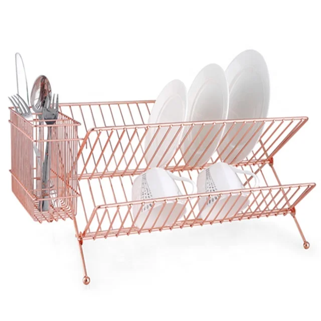 Copper Rose Gold Plated Foldable Dish Drying Rack Xy-a1308 ...