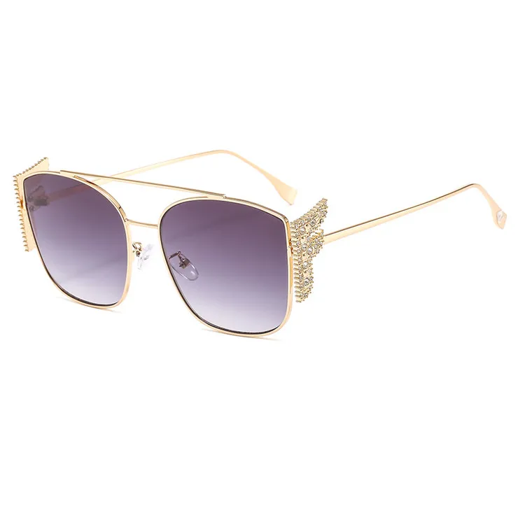 

2020 Trend Sunglasses European Retro Diamond Frame Gradient Double Beam Men and Women Modern Sunglasses, Mix color or custom colors