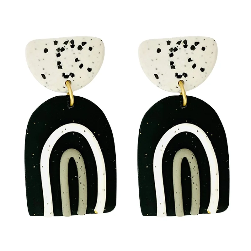 

Lotus handmade abstract arts creative stud earrings polymer clay earrings, Gold
