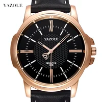 

YAZOLE D 358 Hot Tik Tok Leather Strap Men Quartz Watches Instagram Waterproof Luxury Business Wristwatch Custom logo