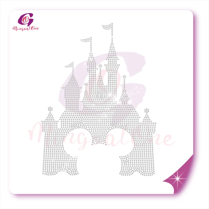 

Popular castle iron on rhinestone transfer motif for children shirt, Select from color chart
