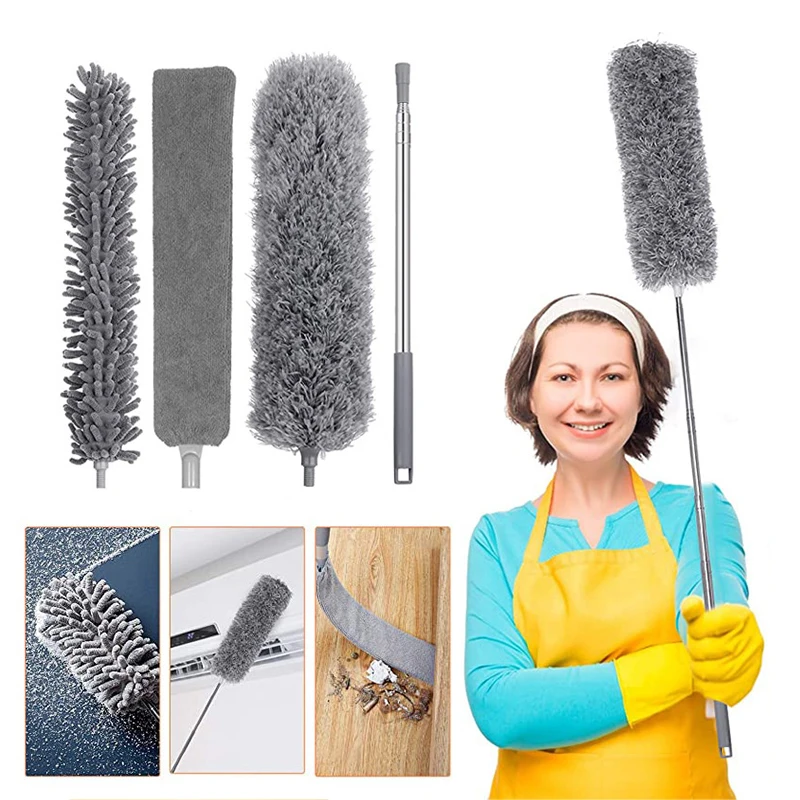 

A2309 Home 4pcs 2.5m Handle Room Cleaning Dust Brush Detachable Feather Dusters Clean Duster, White
