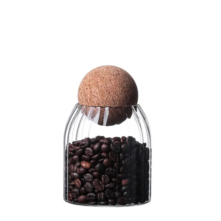 

500ml 700ml 1000ml Glass Coffee bean Tea Sealed Jars Household Cork Lid Storage Container Bottles