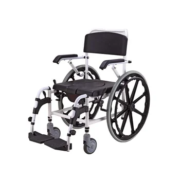 Aluminum Frame Shower Chair Adult Detachable Commode Wheelchair