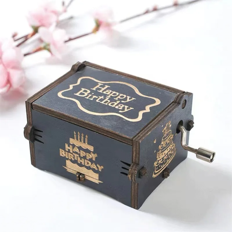 

Ever Bright New Popular Wooden mini Hand Cranked Wooden Music Box for gifts