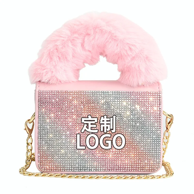 

Popular Cross Body Leather Handbag Women Sling Bag Fashion Fur Handle Bags Women Luxury Handbags, Black