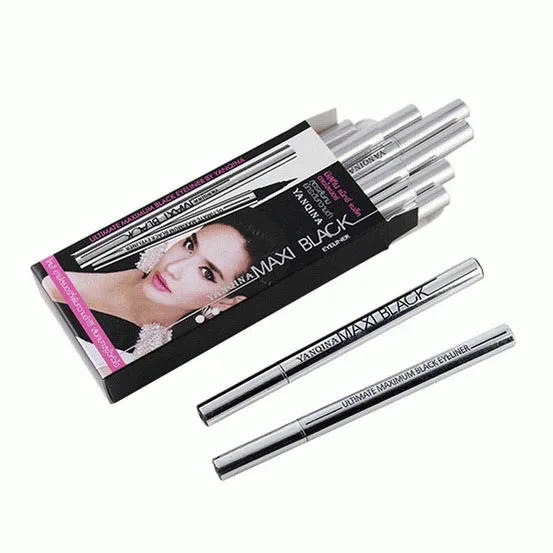 

YANQINA Silver Tube Long Lasting Liquid Eyeliner Beauty Makeup Waterproof Non-Staining Black Eyeliner, Black 2 color tube