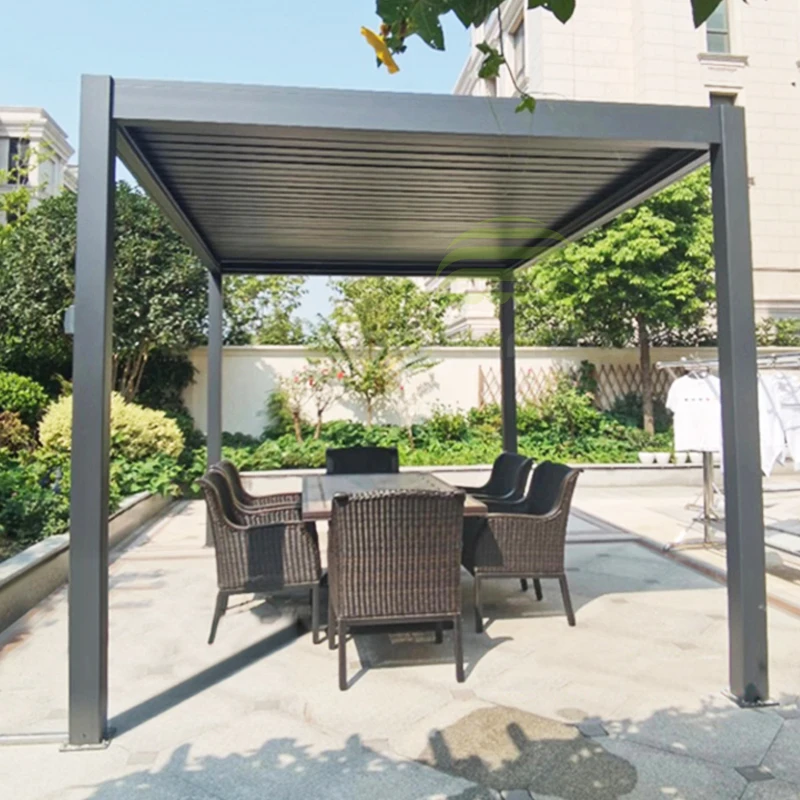 

Automatic Outdoor Opening Aluminum Louver Roof Pergola With LED System For Retail