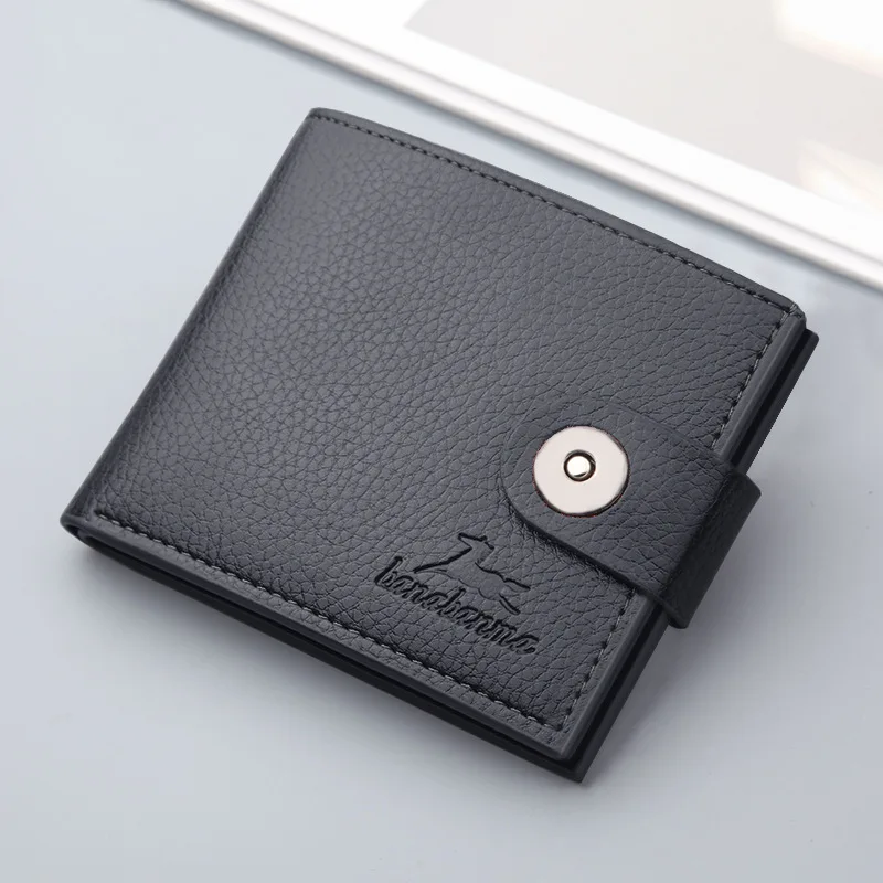 

RTS Custom cheap Wholesale PU Leather Card Holder Wallet for man Business minimalist slim wallet, Black