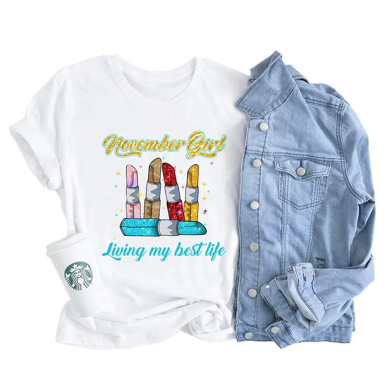 

New Printed Cute Casual Men T Shirt Short Sleeve Tops Female Punk Women T-Shirt Melanin November Black Girl