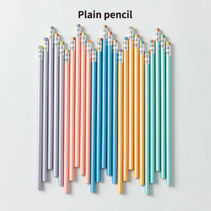 Wholesale Customizable Blank Shiny Triangular Pencil with Colored Eraser Pearl Film Multi Colored Writing HB Plastic Pencils